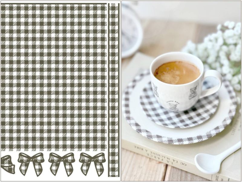 ポーセラーツ 転写紙 【白磁用】ギンガムチェック転写紙 A3サイズ シックグレー ポーセラーツ ポーセリンアート用転写紙 転写シート ポーセリン アート ポーセ...