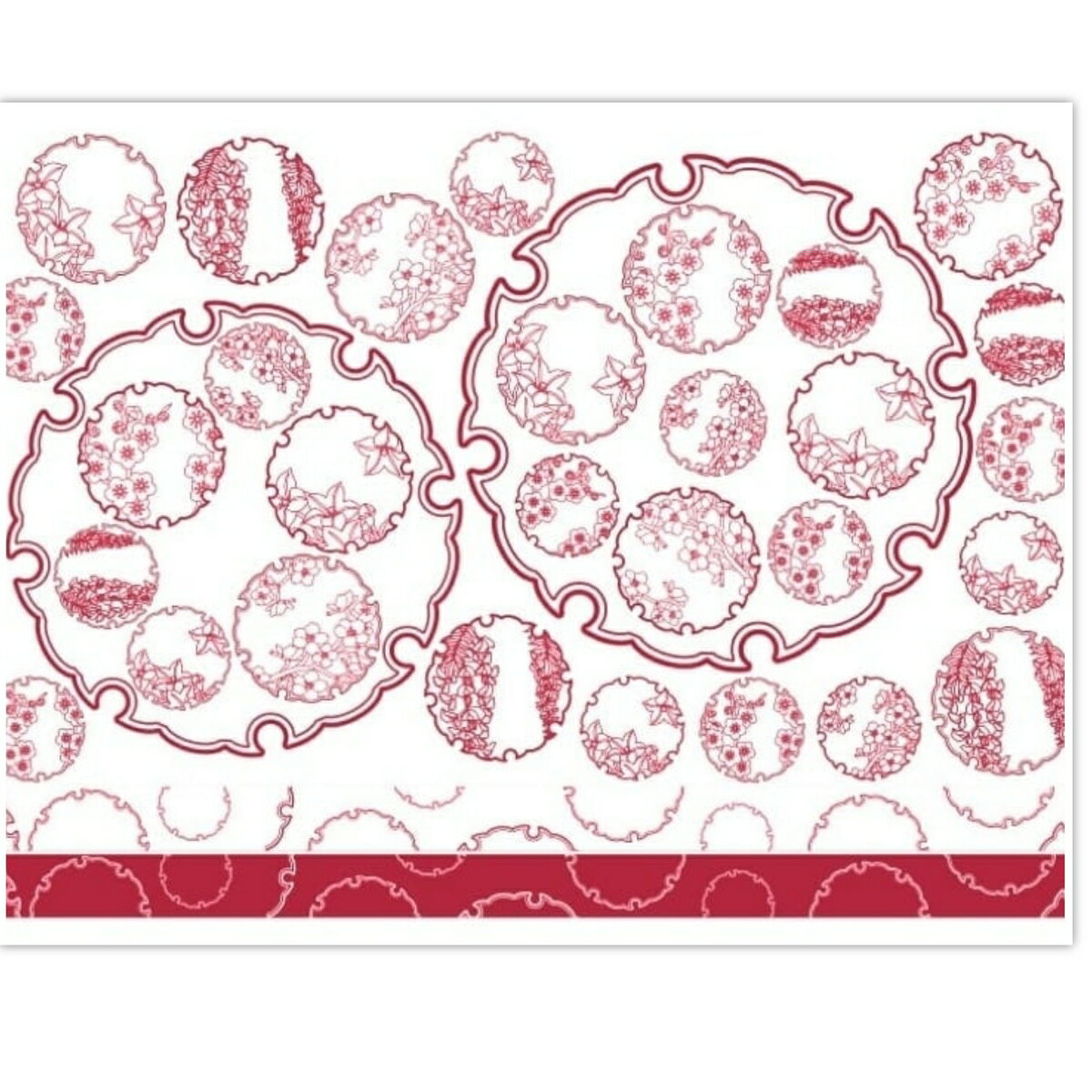 ポーセラーツ 転写紙 【白磁用】花雪輪転写紙 赤 ポーセラーツ ポーセリンアート用 かわいい オシャレ ポーセリン ポーセラーツ転写紙 転写紙 和柄 和 オリジ...