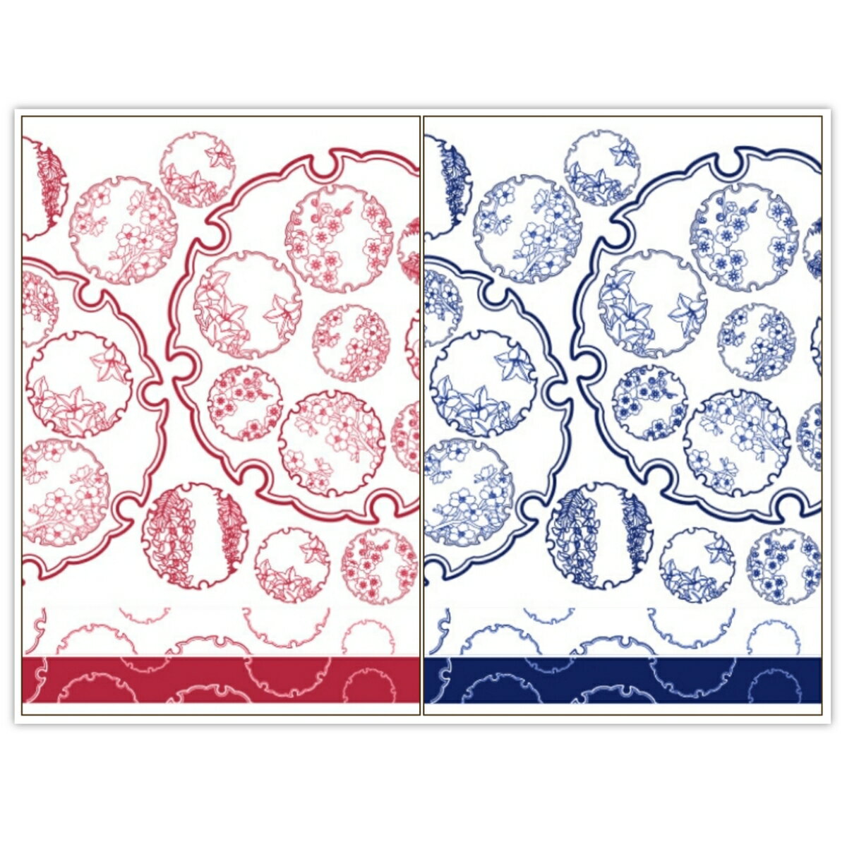 ポーセラーツ 転写紙 【ガラス用・セット割】花雪輪転写紙 紺&赤 お得なセット※20%OFF ポーセラーツ ポーセリンアート用 かわいい オシャレ ポーセリン ...