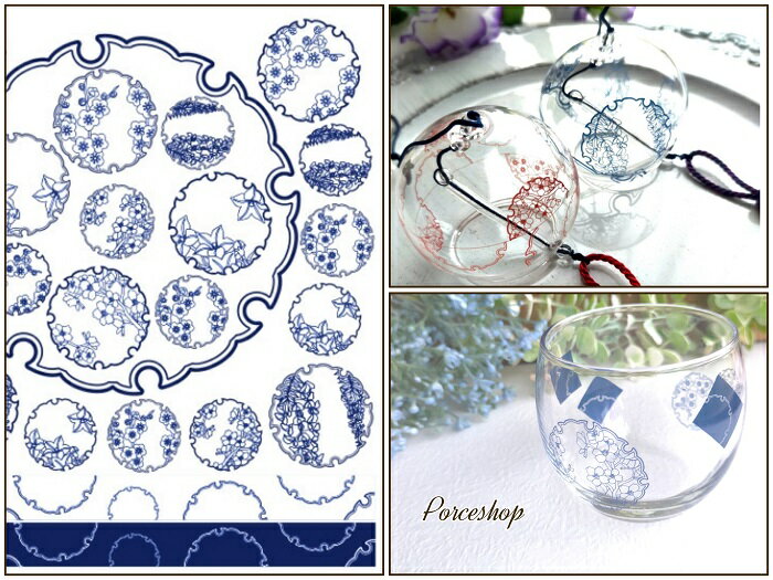 ポーセラーツ 転写紙 【ガラス用】花雪輪転写紙 紺 ポーセラーツ ポーセリンアート用 かわいい オシャレ ポーセリン ポーセラーツ転写紙 転写紙 和柄 和 オリ...