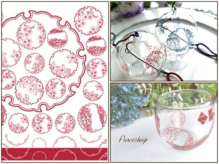 ポーセラーツ 転写紙 【ガラス用】花雪輪転写紙 赤 ポーセラーツ ポーセリンアート用 かわいい オシャレ ポーセリン ポーセラーツ転写紙 転写紙 和柄 和 オリ...
