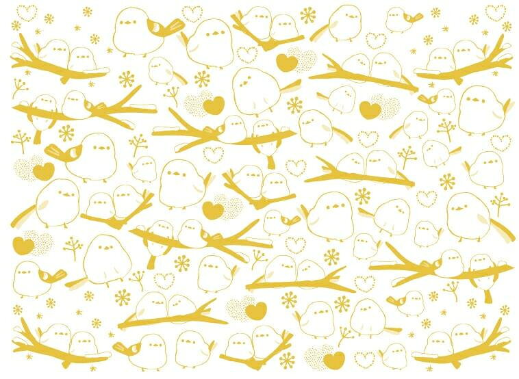 ポーセラーツ 転写紙 【ガラス用】Lovelyもふもふシマエナガ転写紙　ゴールド（ポーセラーツ ポーセリンアート 転写紙 鳥 ハート ) かわいい ポーセリン ポーセリンアート用転写紙 ポーセラーツ転写紙 鳥 木 葉 オリジナル　転写紙 porceshop-10000897 PORCE SHOP サンプル画像2