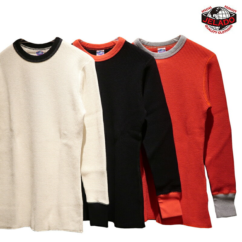 【送料無料】 JELADO(ジェラード) “2-TONE MEGA THERMAL Crew Neck/ツートンメガサーマルクルーネック” AB03218 メンズ アメカジ サーマルシャツ ワッフル アンダーウェア 日本製