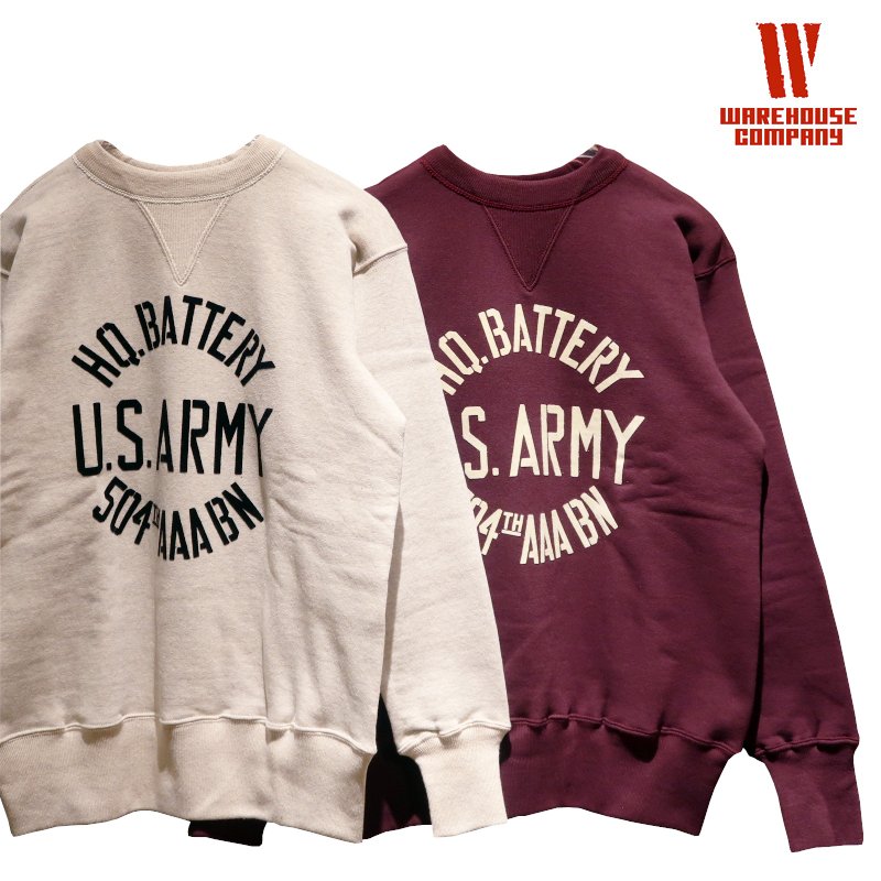 【送料無料】 WAREHOUSE（ウエアハウス） Lot.403 SWEAT “HQ. BATTERY/HQバッテリー” セットインフリーダムスリーヴスウェット メンズ アメカジ ヴィンテージレプリカ フロッキープリント フェルトレター 丸胴 日本製