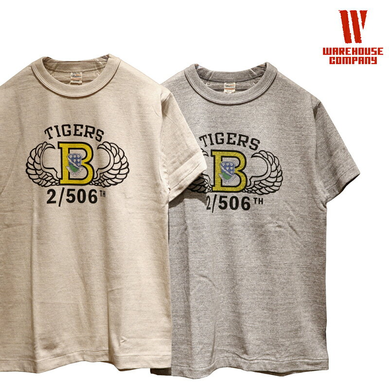  WAREHOUSE（ウエアハウス） プリントTシャツ Lot.4601 “TIGERS/タイガース” メンズ アメカジ ビンテージレプリカ シャドウボーダー ミリタリー 丸胴 日本製