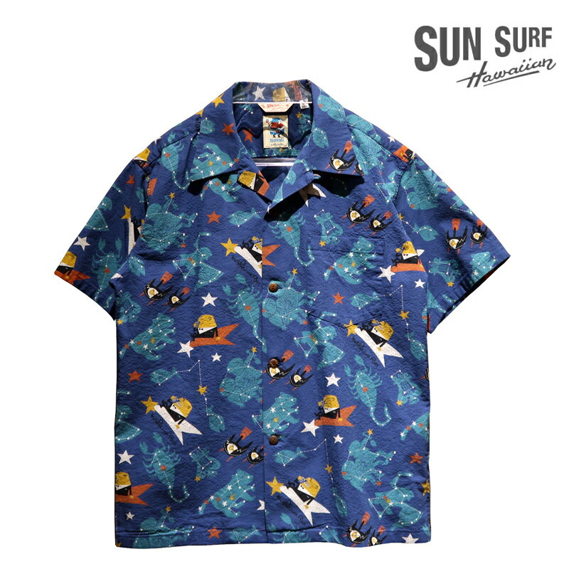  SUN SURF（サンサーフ） COTTON HAWAIIAN SHIRT “ZODIAC SIGN/ゾディアックサイン” 柳原良平 with MOOKIE SS39332 メンズ アロハシャツ ハワイアンシャツ アメカジ アンクルトリス 日本製