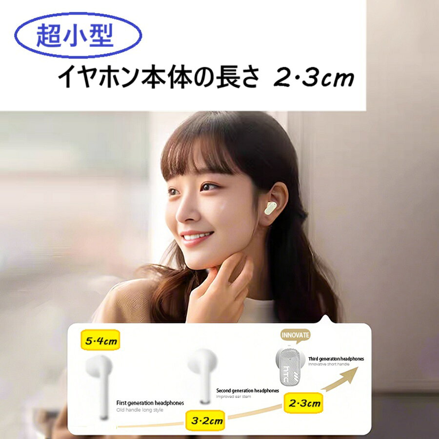 イヤホン ワイヤレス 小型 Bluetooth 6.0 HTC 日常防水 IP55 ランニング ワイヤレスイヤホン 無線イヤホン Bluetoothイヤホン ブルートゥース 可愛いイヤホン ウォーキング スポーツ用 ノイズキャンセリング マイク 通話 電話 ゲーム 音楽 HTC 正規品 NE16 porte-one-10000055 Porteone 楽天市場店 サンプル画像2