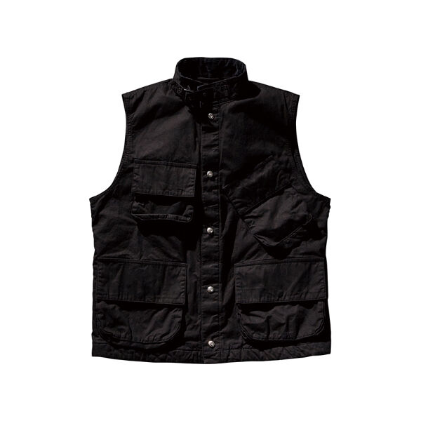 PORTER CLASSICʥݡ饷åPARAFFIN CORDUROY VEST W/SILVER BUTTONS -BLACK-