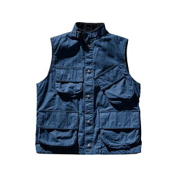 PORTER CLASSIC（ポータークラシック）PARAFFIN CORDUROY VEST W/SILVER BUTTONS -VINTAGE BLUE-