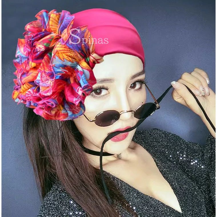 顔まわりを華やかに コサージュ 幅広ヘアバンド バンダナ オシャレ ターバンキャッ...