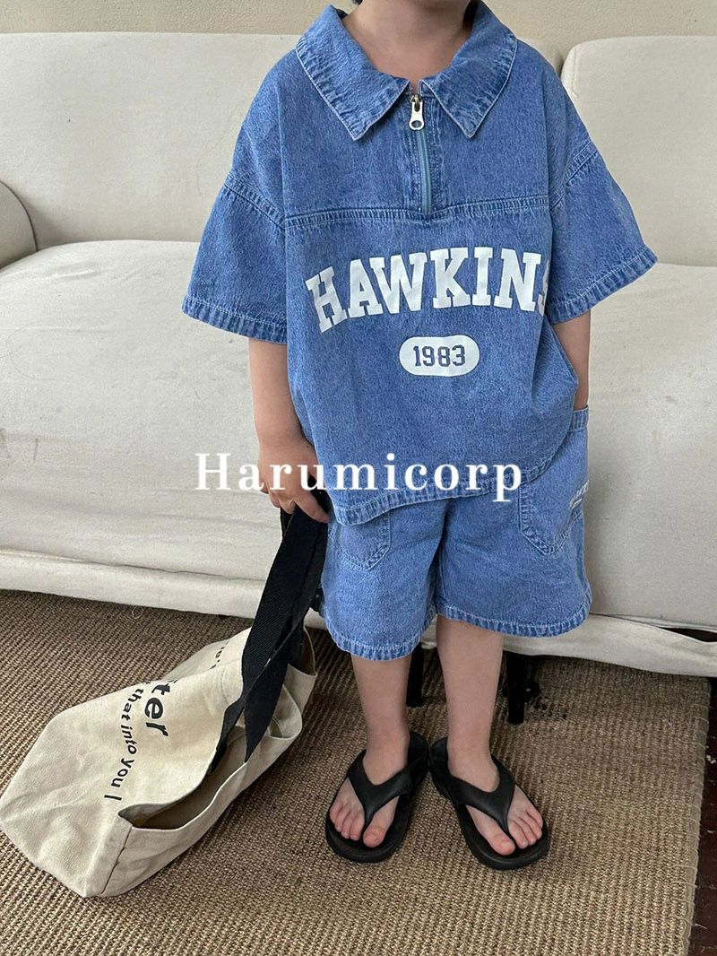 セットアップ キッズ ベビー服 男の子 女の子 シャツ 半袖 綿 デニムパンツ 子供服...