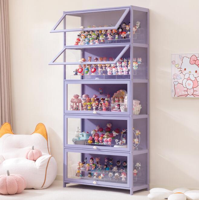 Rakuten - 【送料無料】アクリル コレクションケース 上下スライド式扉 竹製 4層/5層 大型 ロータイプ フィギュアコレクション棚 ガラスケース 収納 完全密封 大容量 透明 フレーム 耐荷重抜群 透明展示ケース 組み立て式 転倒防止 ディスプレイ