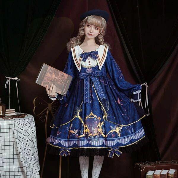 Rakuten - 【送料無料】 ワンピース ゴスロリ Aライン 宮廷ドレス リボン Lolita レディース コスチューム 衣装 かわいい フリル 仮装 パーティ イベント ファッション ハロウィン 黒ロリ 白ロリ クラロリ ネイビー ホワイト ブラック dd039zozozo