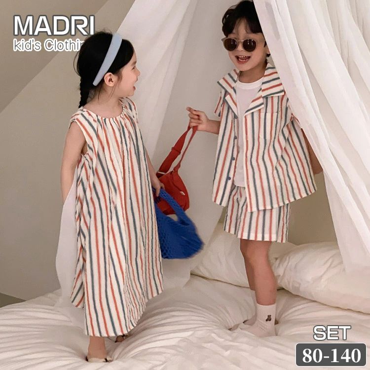 【送料無料】韓国子供服 セットアップ キッズ 上下セット 兄妹 姉弟 男の子 女の子...