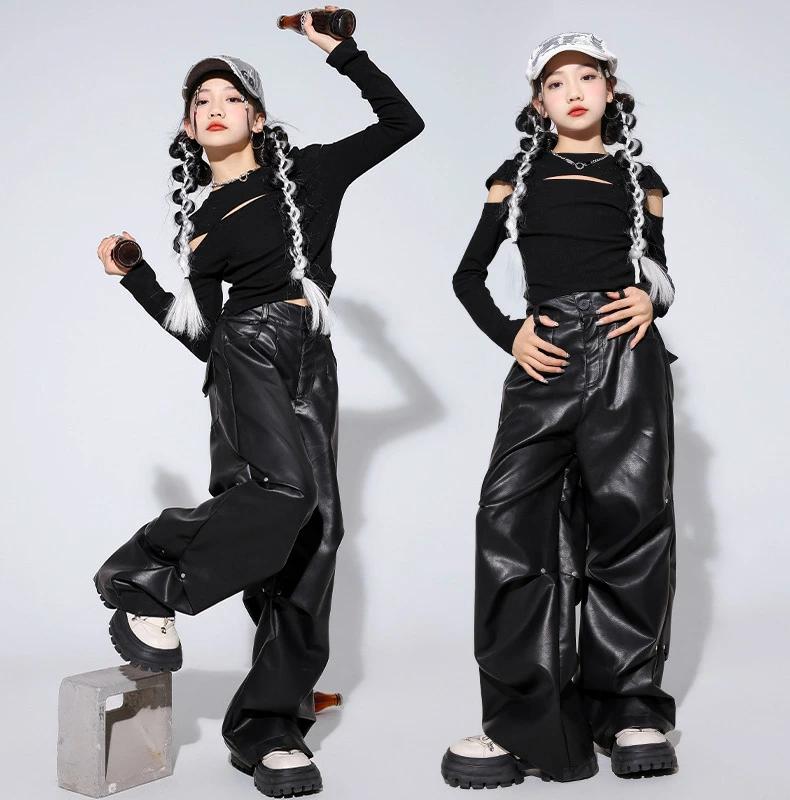ブラック へそ出し キッズ ダンス衣装 セットアップ ヒップホップ 女の子 子供服 ...