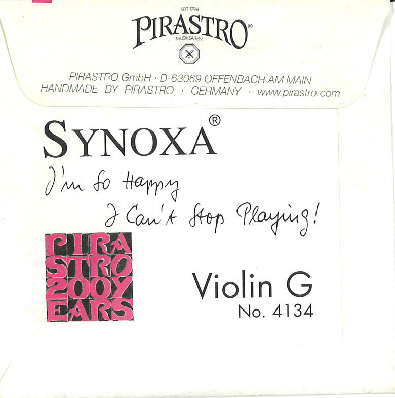 【アウトレット品】【Synoxa／旧パッケージ】シノクサバイオリン弦 4G（4134）1/4+1/8