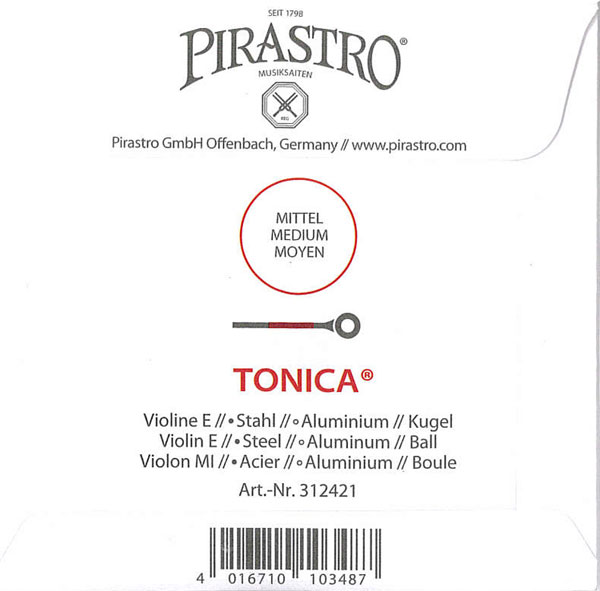 弦楽器専門店【ポジティブ】の【Tonica】トニカバイオリン弦 1E（アルミ巻・3125/3124）｜アングル2