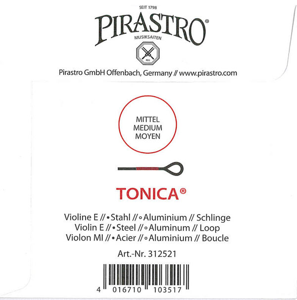 【Tonica】トニカバイオリン弦 セット（1E=アルミ巻/3D=アルミ巻・4123)