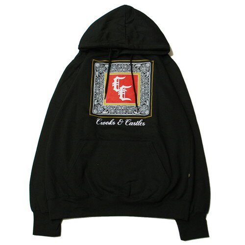 クルックス＆キャッスルズ CROOKS&CASTLES CC BANDANA HOODIE BLACK / ブラック フード パーカー バンダナ