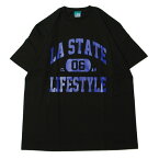 ミュージック MUSICK LIFE STYLE LA STATE COLLEGE LOGO S/S Tシャツ BLACK × BLUE / ブラック × ブルー 半袖 Tシャツ カレッジ