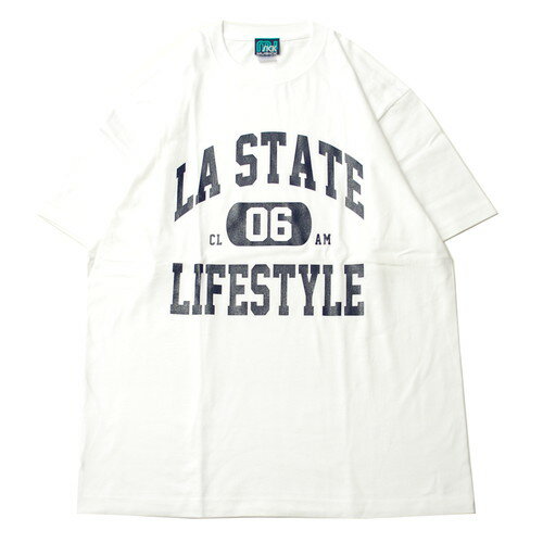 ミュージック MUSICK LIFE STYLE LA STATE COLLEGE LOGO S/S Tシャツ WHITE × NAVY / ホワイト × ネイビー 半袖 Tシャツ カレッジ