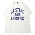 ミュージック MUSICK LIFE STYLE LA STATE COLLEGE LOGO S/S Tシャツ WHITE × BLUE / ホワイト × ブルー 半袖 Tシャツ カレッジ