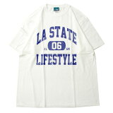 SALE/ۥߥ塼å MUSICK LIFE STYLE LA STATE COLLEGE LOGO S/S T WHITE  BLUE / ۥ磻  ֥롼 Ⱦµ T å