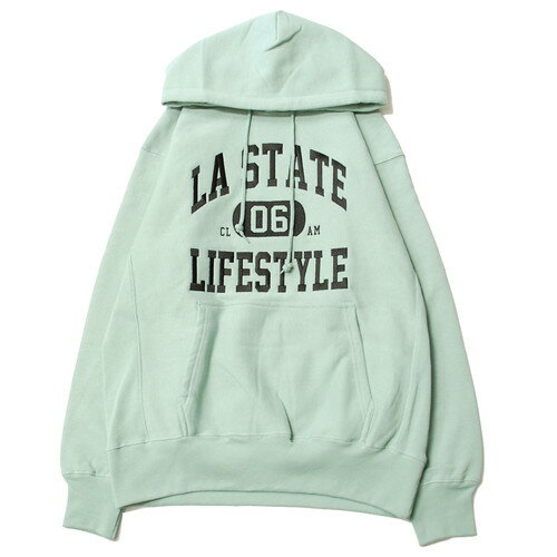 ミュージック MUSICK LA STATE LIFESTYLE COLLEGE HOODIE SMOKE GREEN / スモーキ― グリーン フード パーカー