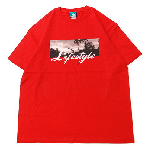 楽天POSSIBILITYミュージック MUSICK LIFESTYLE PALM PHOTO S/S Tシャツ RED / レッド 半袖 Tシャツ パームツリー ロサンゼルス LA