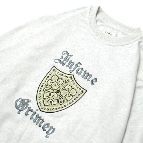 グライミー GRIMEY CAUSING PANIC VINTAGE CREWNECK SWEAT ASH / アッシュ クルーネック スウェット トレーナー