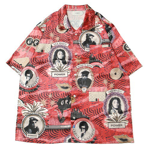 OC~[ GRIMEY SUPASTAR SATIN BUTTON UP S/S SHIRT RED / bh Vc 