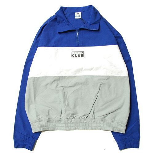 プロクラブ PRO CLUB COMFORT TRI-COLOR COTTON / NYLON HALF ZIP TRACK JACKET BLUE × GRAY / ブルー × グレー ナイロン ハーフジップ トラック ジャケット