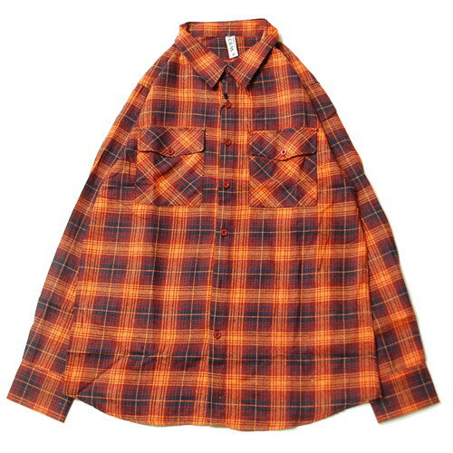 WEIV LA FLANNEL L/S SHIRTS ORENGE ~ NAVY / IW ~ lCr[ Vc  tl `FbN