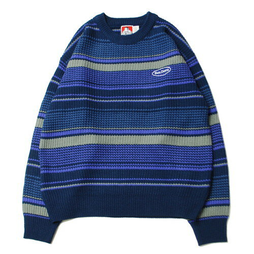 ベン デイビス BEN DAVIS FADE BORDER KNIT TOP NAVY / ネイビー クルーネック ニット