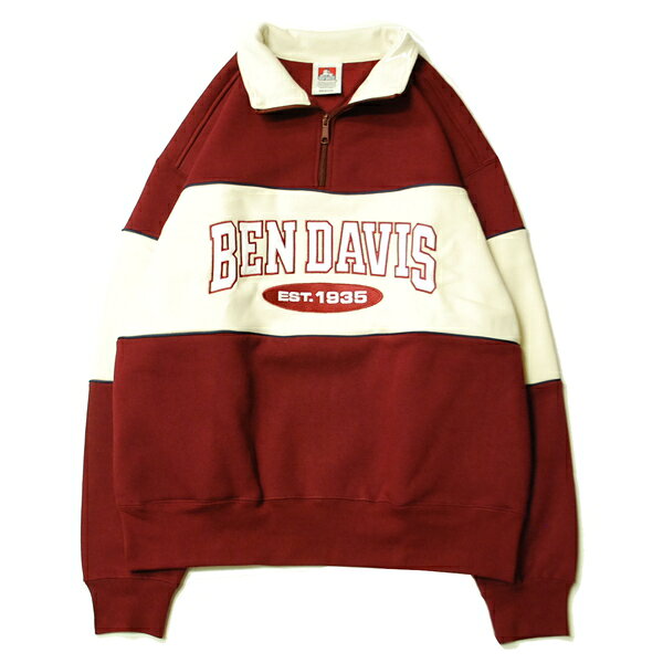 乐天商城 - ベン デイビス BEN DAVIS PLAYERS HALF ZIP SWEAT BURGUNDY / バーガンディー ハーフジップ スウェット トレーナー