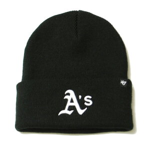 フォーティーセブン ' 47 OAKLAND ATHELTICS HAYMAKER CUFF KNIT BEANIE BLACK × WHITE / ブラック × ホワイト オークランド アスレチックス カフ ニット キャップ ビーニー 帽子