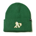 フォーティーセブン ' 47 OAKLAND ATHELTICS HAYMAKER CUFF KNIT BEANIE DARK GREEN × WHITE / ダーク グリーン × ホワイト オークランド アスレチックス カフ ニット キャップ ビーニー 帽子