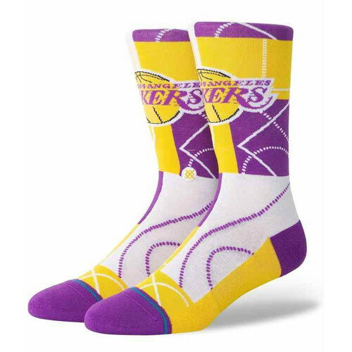 乐天商城 - スタンス STANCE LOS ANGELES LAKERS ZONE CREW SOCKS クルー ソックス 靴下 ユニセックス ロサンゼルス レイカーズ