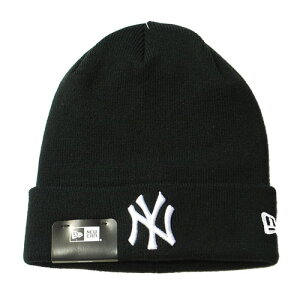 ニューエラ NEW ERA NEW YORK YANKEES BASIC CUFF KNIT BEANIE BLACK / ブラック ニューヨーク ヤンキース カフ ニット キャップ ビーニー 帽子