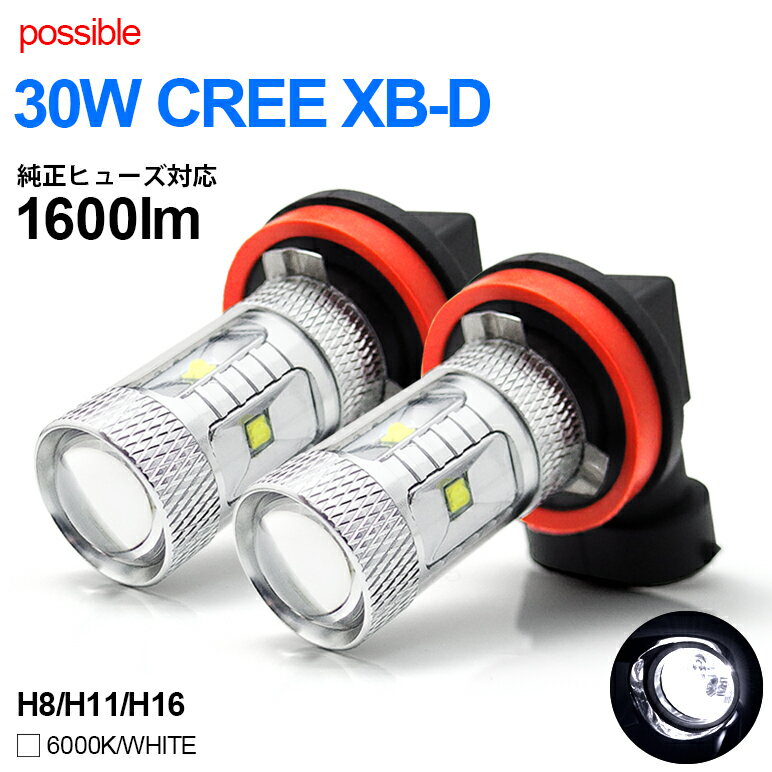 RP系/RP3/RP4 前期 ステップワゴンスパーダ LED コーナリングランプ/コーナーライト H8 30W CREE XB-D プロジェクター照射 アルミボディ 無極性 6000K/ホワイト/白 2個入り/1セット