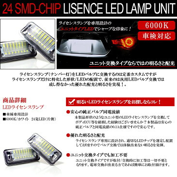 ライセンスランプLED/ナンバー灯LED 純正交換ユニットタイプ SMD-LED24発搭載 6000K/ホワイト 2個入り【TYPE-B】