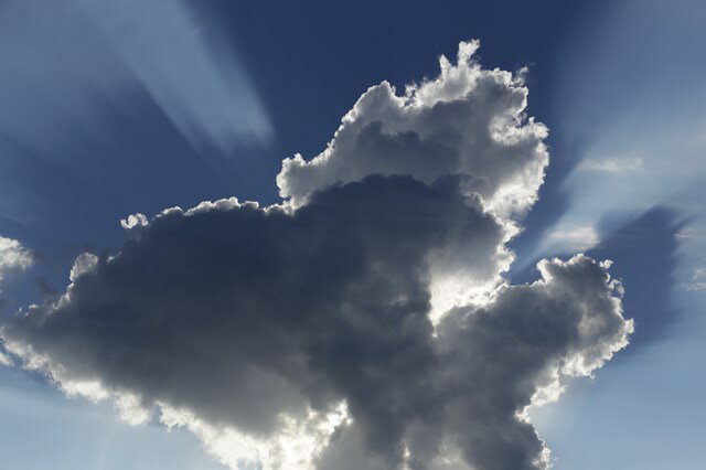Rakuten - 【空のポストカード】青空に広がる夏の雲と3方向に伸びる光のはがきハガキ葉書