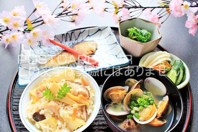 【食のポストカードのAIR】春の和食・お吸い物・竹の子ご飯などのはがきハガキ葉書 撮影/YOSHIO IWASAWA