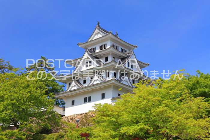 【日本の風景ポストカードAIR】岐阜県郡上市八幡町柳町郡上八幡城のはがきハガキ葉書 撮影/kazukiatuko