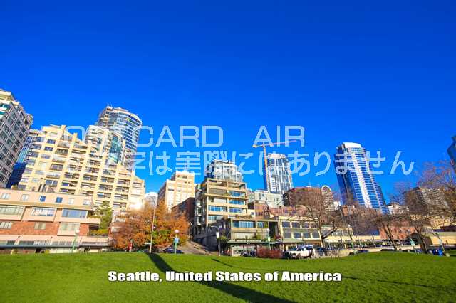 【アメリカの観光地ポストカード】「 Seattle, United States of America」シアトルの街並み葉書・ハガキ　photo by MIRO