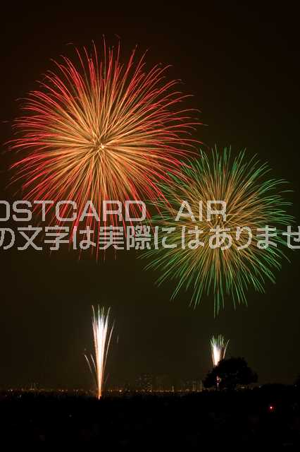 【日本の風景ポストカード】東京都荒川の花火のはがきハガキ葉書 撮影/photo by SHIGERU MURASHIGE