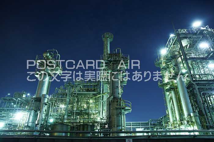 【日本の風景ポストカード】神奈川県川崎市の工場地帯の夜景ハガキはがき絵葉書