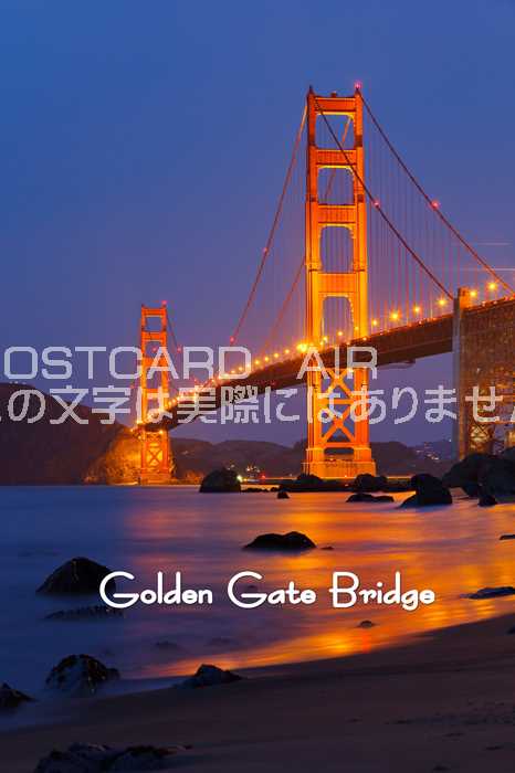 「Golden Gate Bridge」アメリカカリフォルニア州のゴールデンゲート ハガキはがき絵葉書