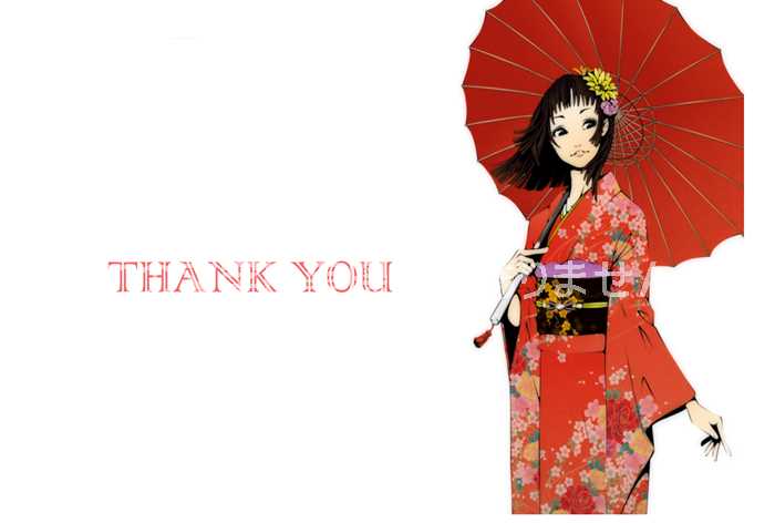 「THANK YOU」女性イラストはがき絵葉書
