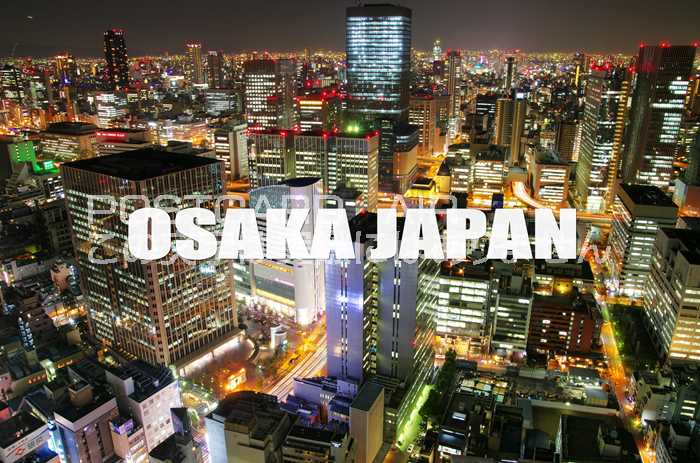 【日本の風景ポストカード】「OSAKA JAPAN」大阪の夜